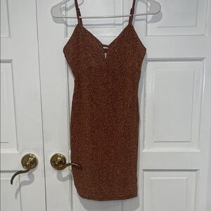 Wild Fable Brown/Copper Glitter Mini Dress